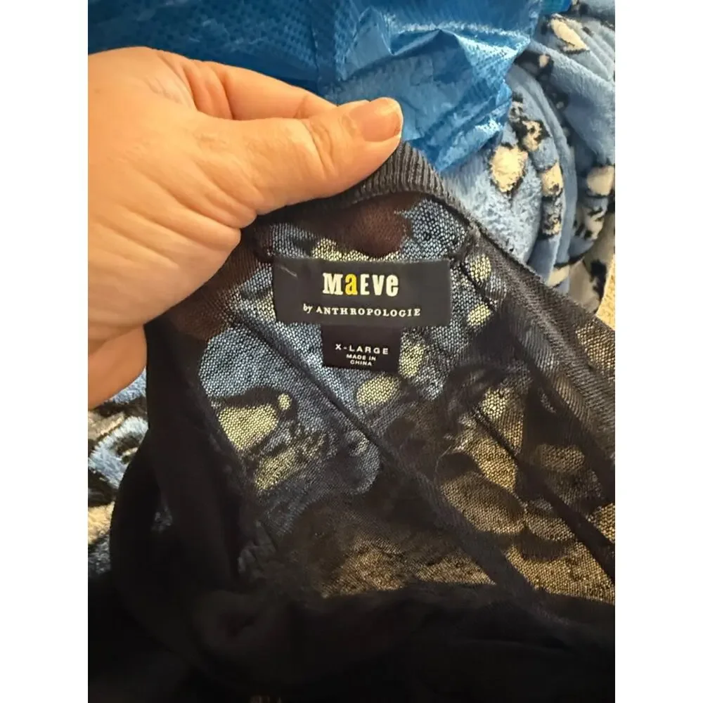 MAEVE Anthropologie Sheer witchy whimsigoth extra long linen blend cardigan XL - Picture 2 of 4